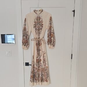 Zimmermann Cream and Brown Floral Maxi Dress